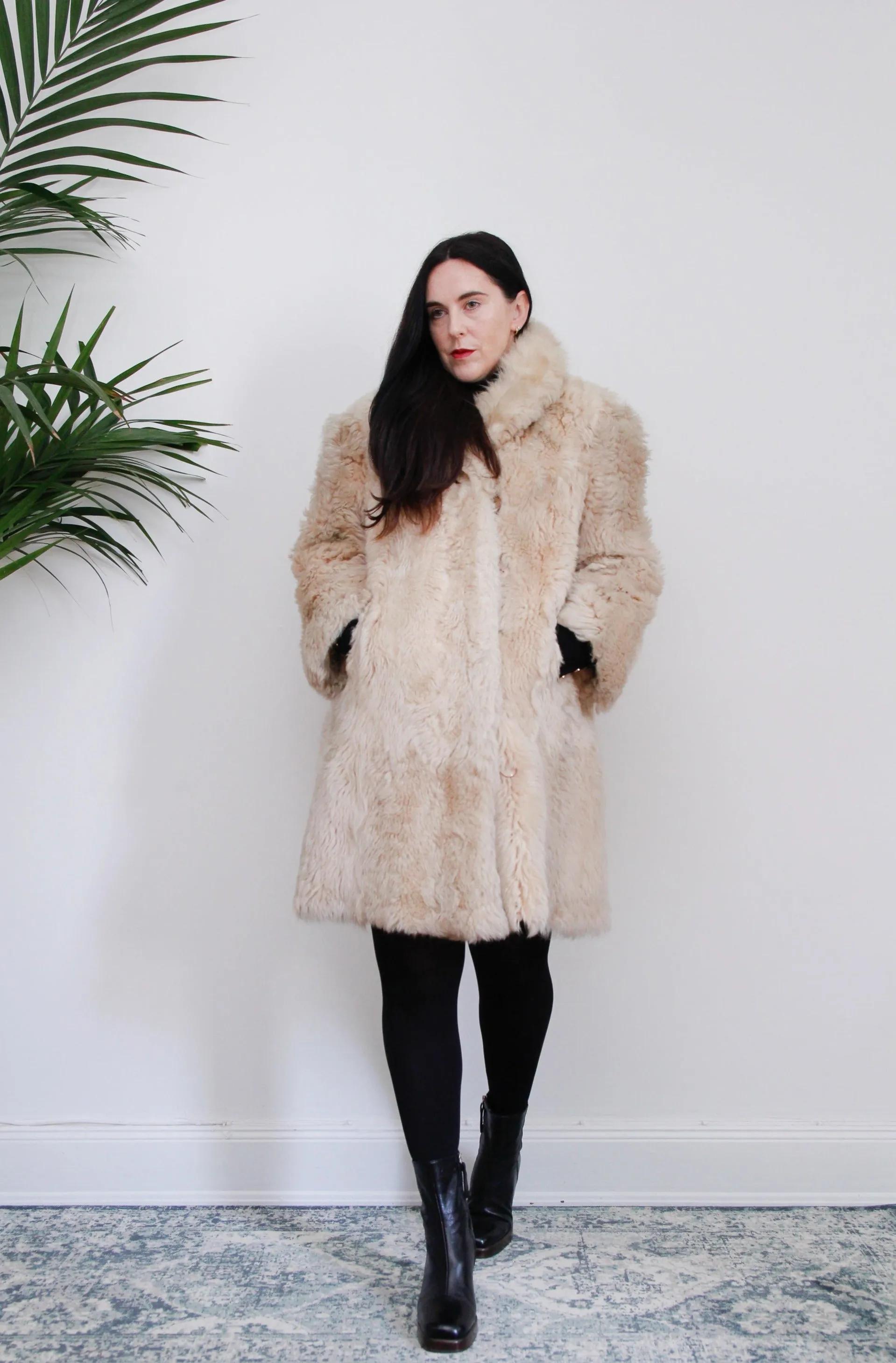 1970's Cream Lamb Shearling Fluffy Sheepskin Coat