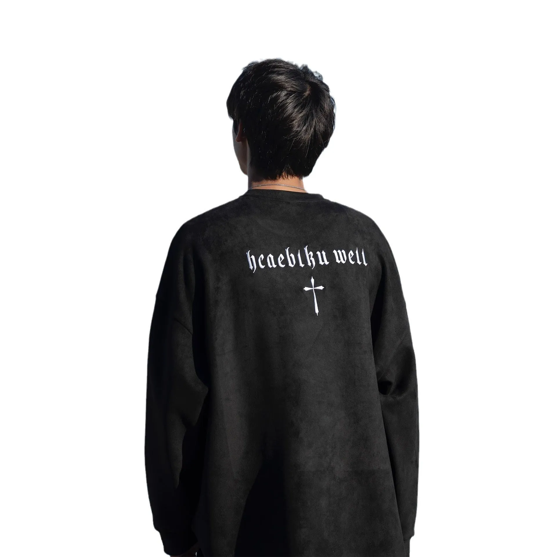Advbridge non binary outfits Suede Sweater Spring and Autumn New American High-Grade Trendy Casual Loose Pullover High Street All-Matching Top for Men