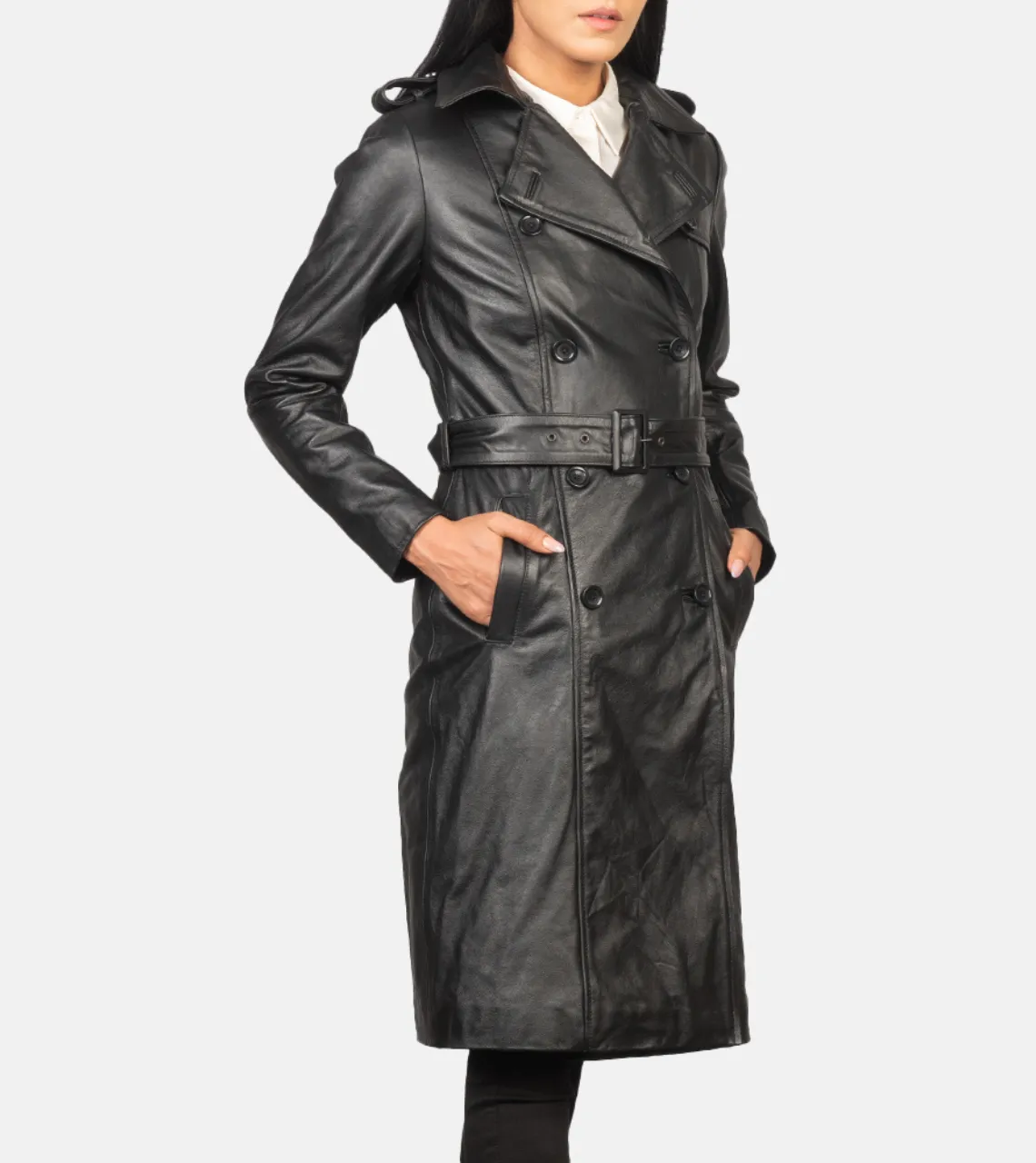 Alice Double Breasted Women's Leather Coat
