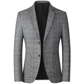 Angelo Ricci™ Business Casual Single-Breasted Plaid Blazer