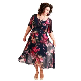 Annah S navy floral dress-XL/18-HIRE