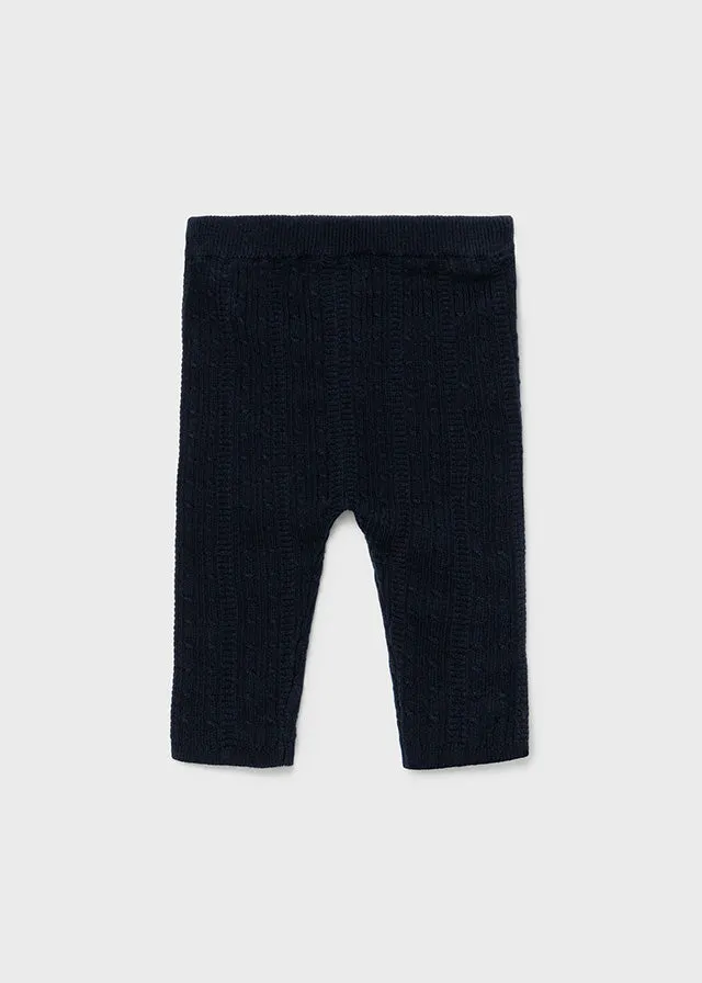 Baby Girl Navy Cable Knit Leggings