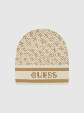 Beige Logo Knit Beanie