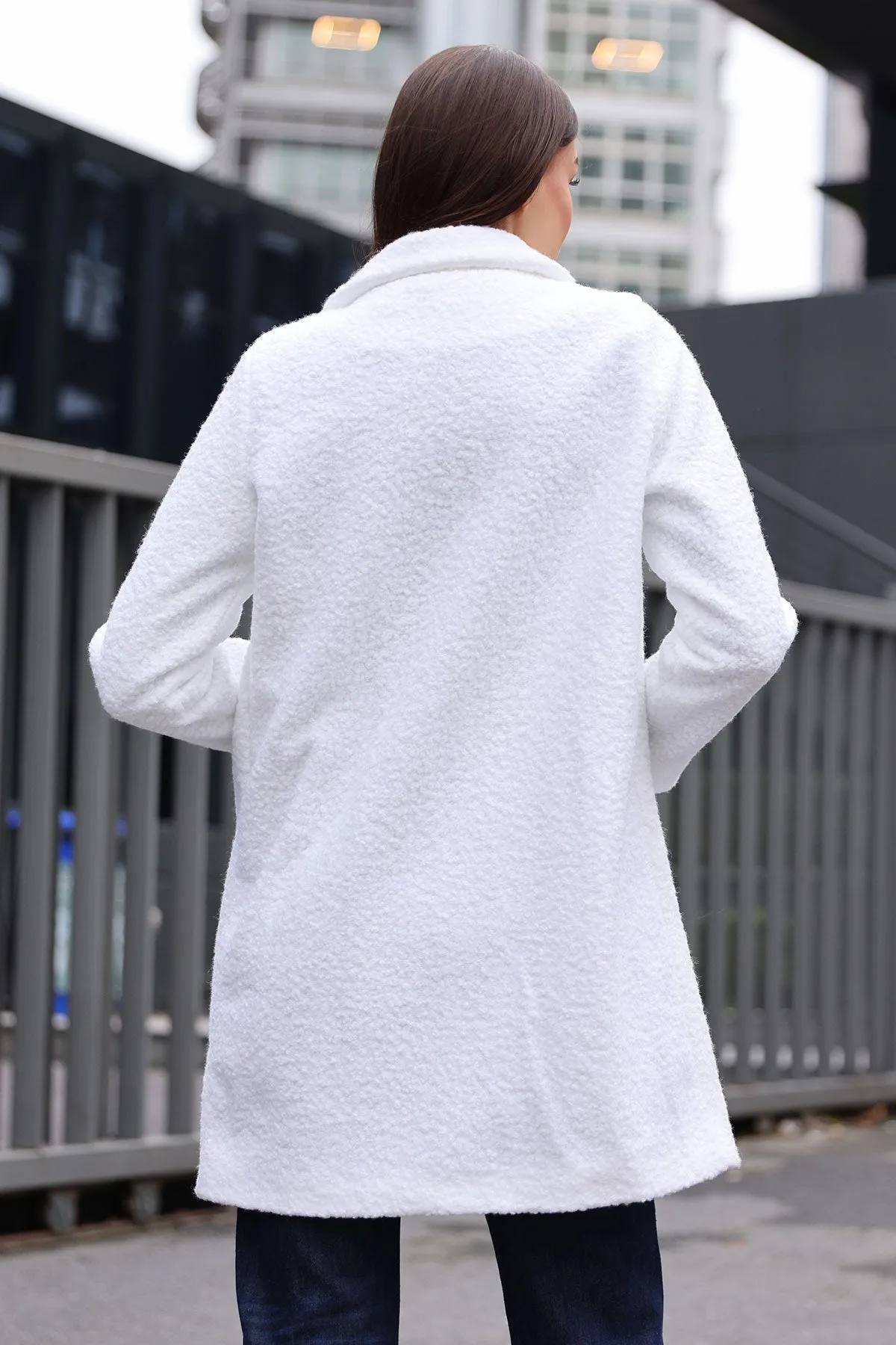 BGD Women Oversized Buckle Coat - White - Avondale