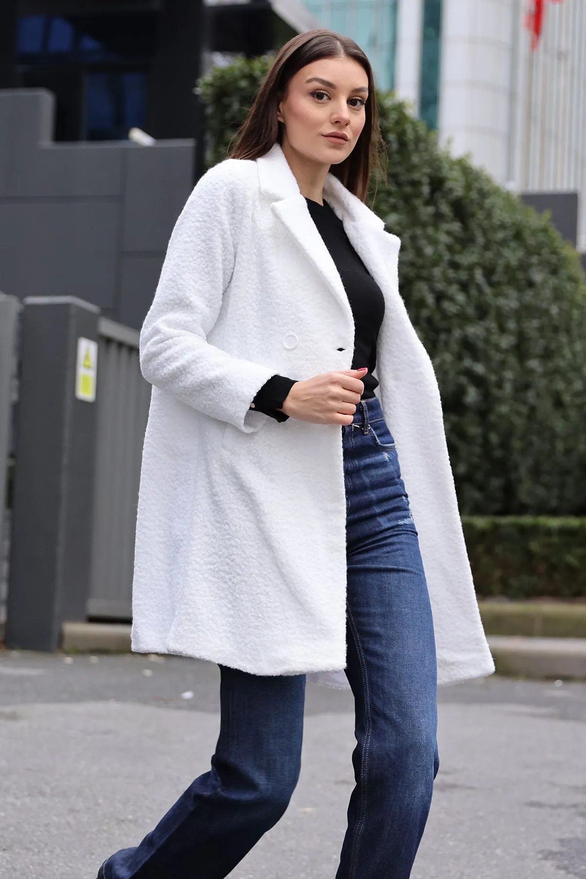 BGD Women Oversized Buckle Coat - White - Avondale