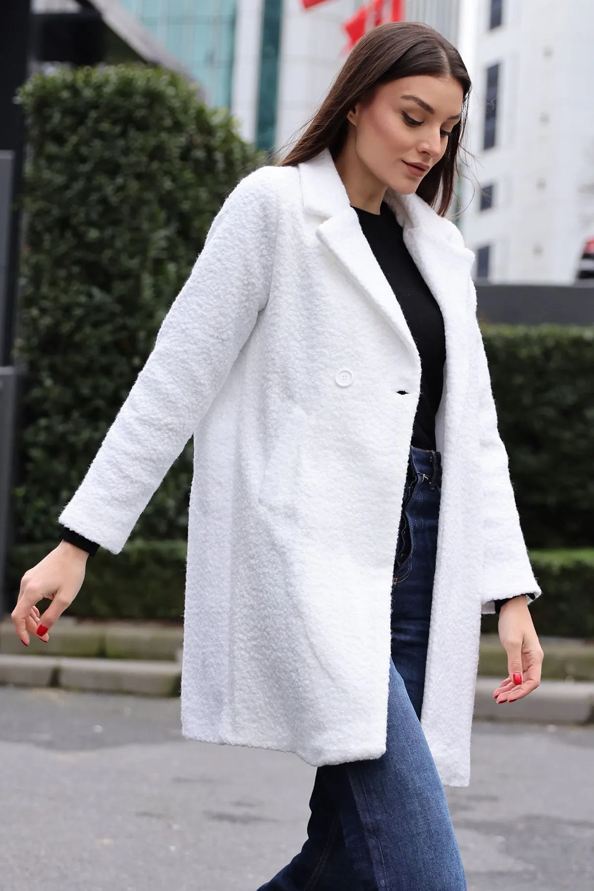 BGD Women Oversized Buckle Coat - White - Avondale