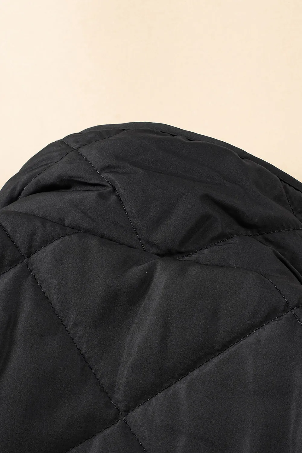 Black Fleece Lined Quilted Zip up Vest Coat From MsDressly