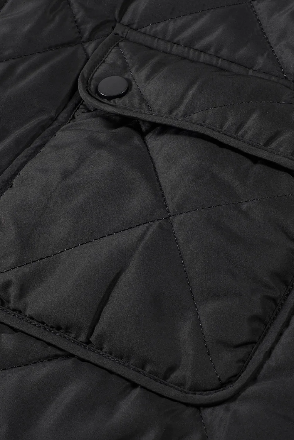 Black Fleece Lined Quilted Zip up Vest Coat From MsDressly