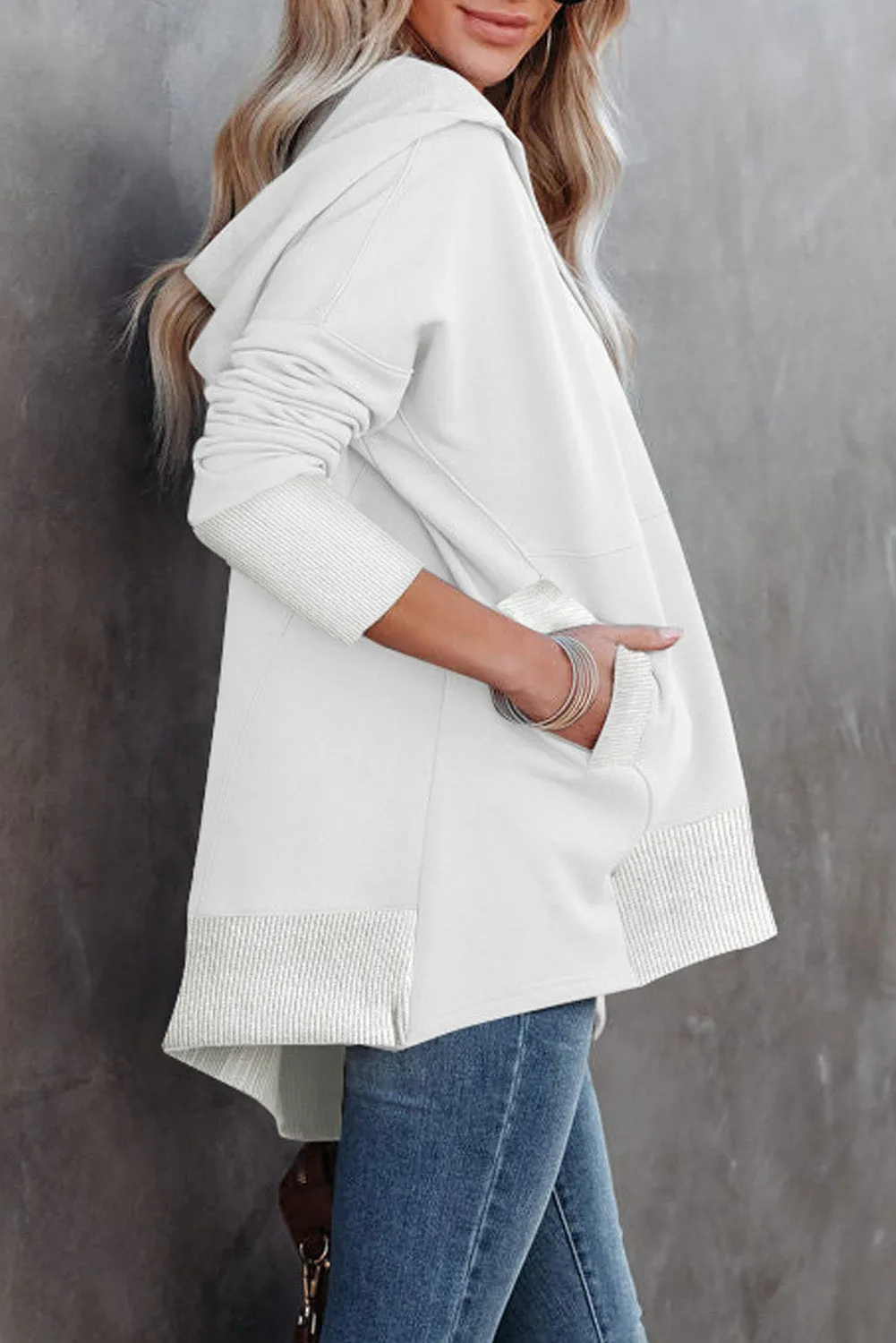 Buttoned Oversized Henley Pullover Hoodie