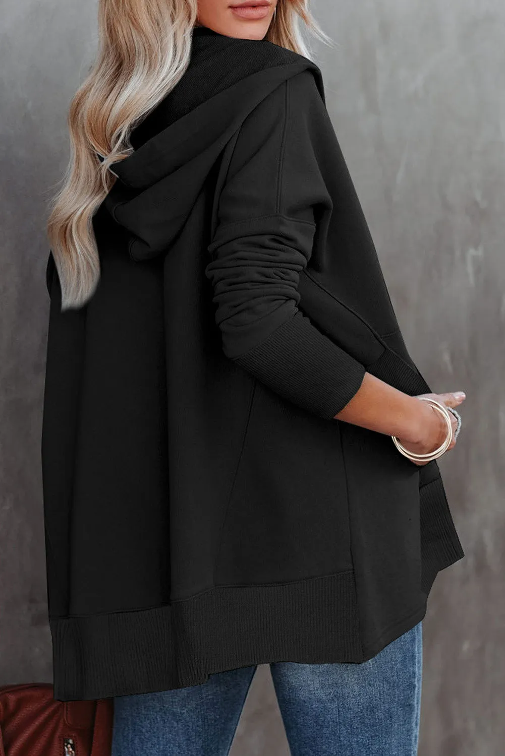 Buttoned Oversized Henley Pullover Hoodie