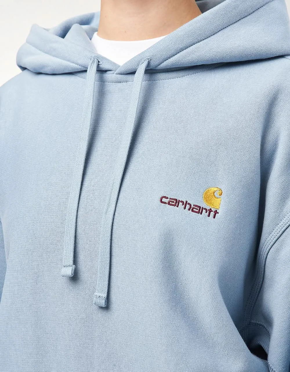 Carhartt WIP Hooded American Script Sweatshirt - Frosted Blue