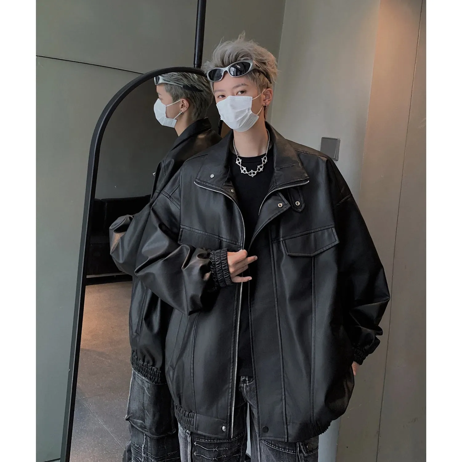 Chicmy-Vintage PU Leather Zipper Jacket Men 2024 Autumn New High Quality Jackets Mens Fashion Motorcycle Causal Coat Black/Coffee