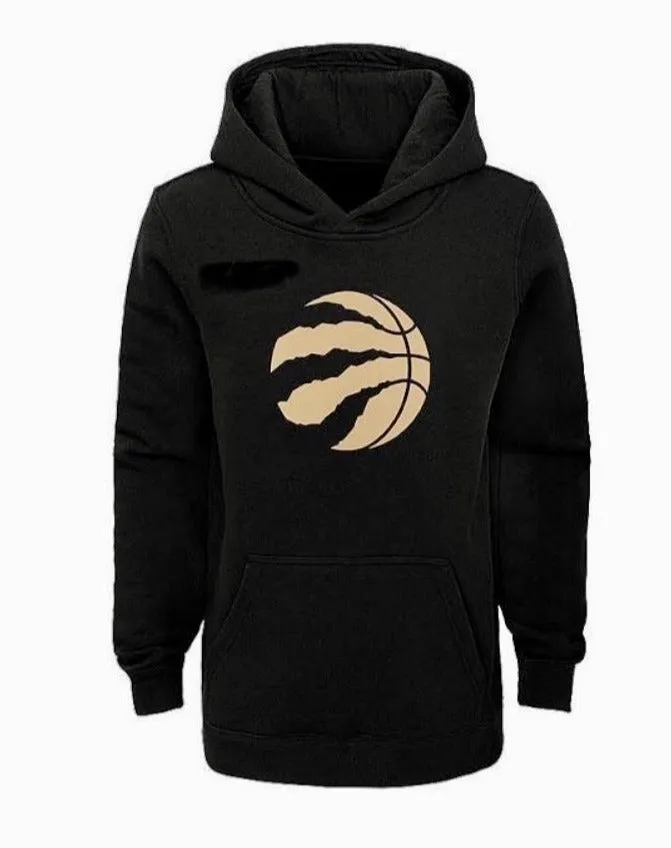 Child Toronto Raptors Ball Pullover Black Gold Logo Hoodie