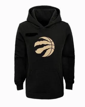 Child Toronto Raptors Ball Pullover Black Gold Logo Hoodie