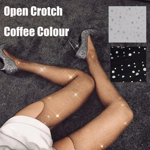 Collant Sexy calze da donna Collant con strass Femme Lenceria diamante