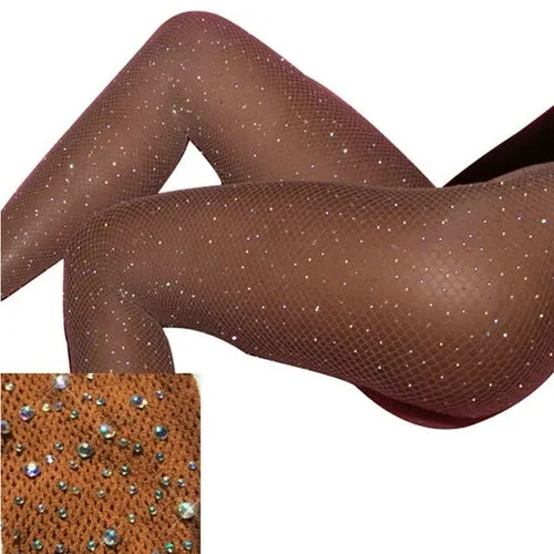Collant Sexy calze da donna Collant con strass Femme Lenceria diamante