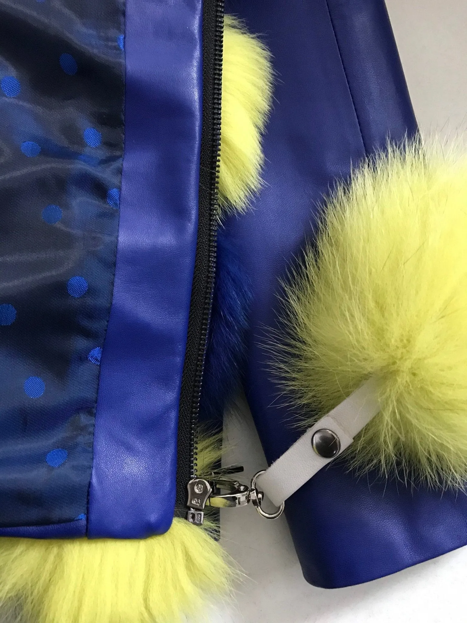 Color Ukraine Women jacket сoat arctic fox fur and leather