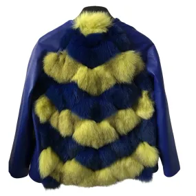 Color Ukraine Women jacket сoat arctic fox fur and leather