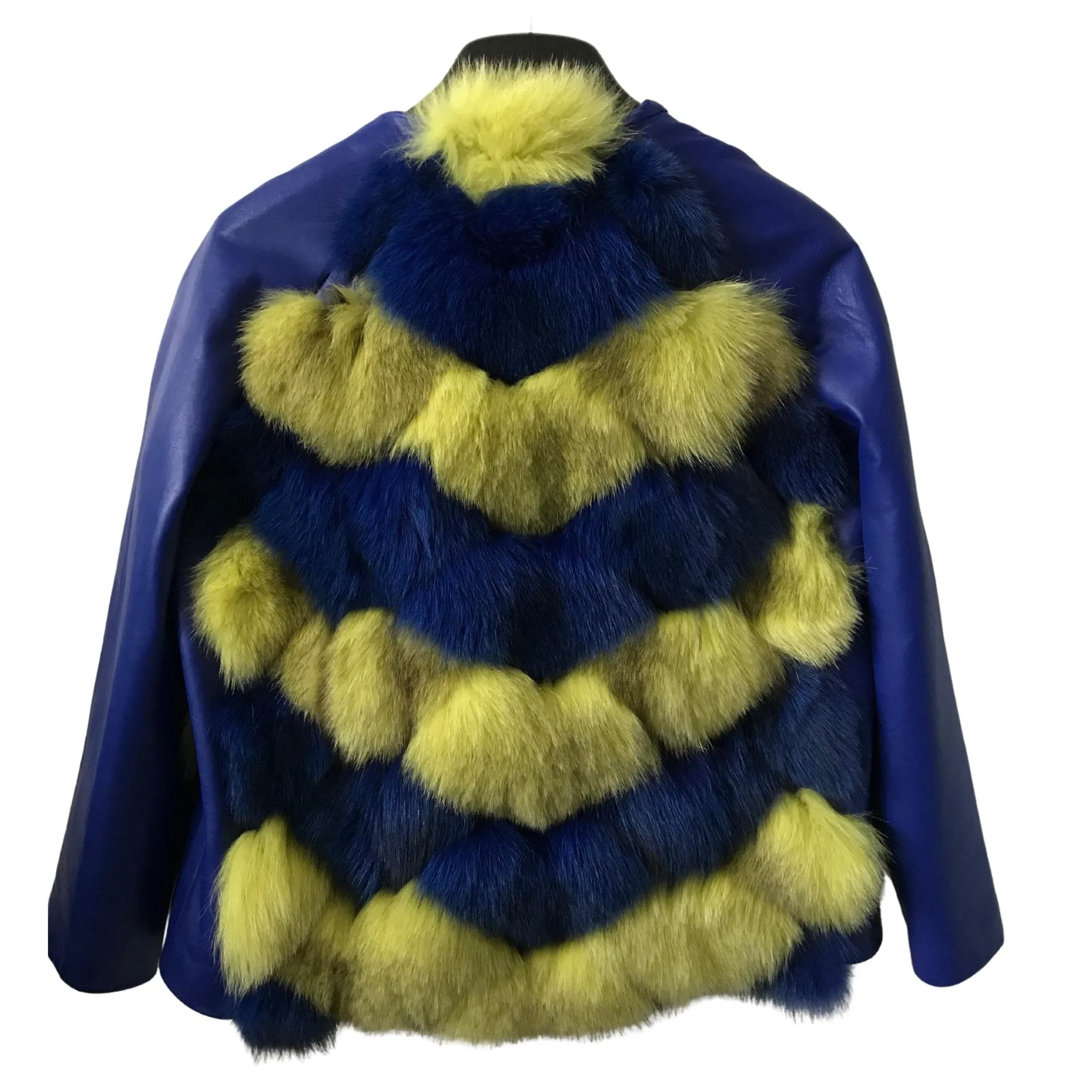 Color Ukraine Women jacket сoat arctic fox fur and leather