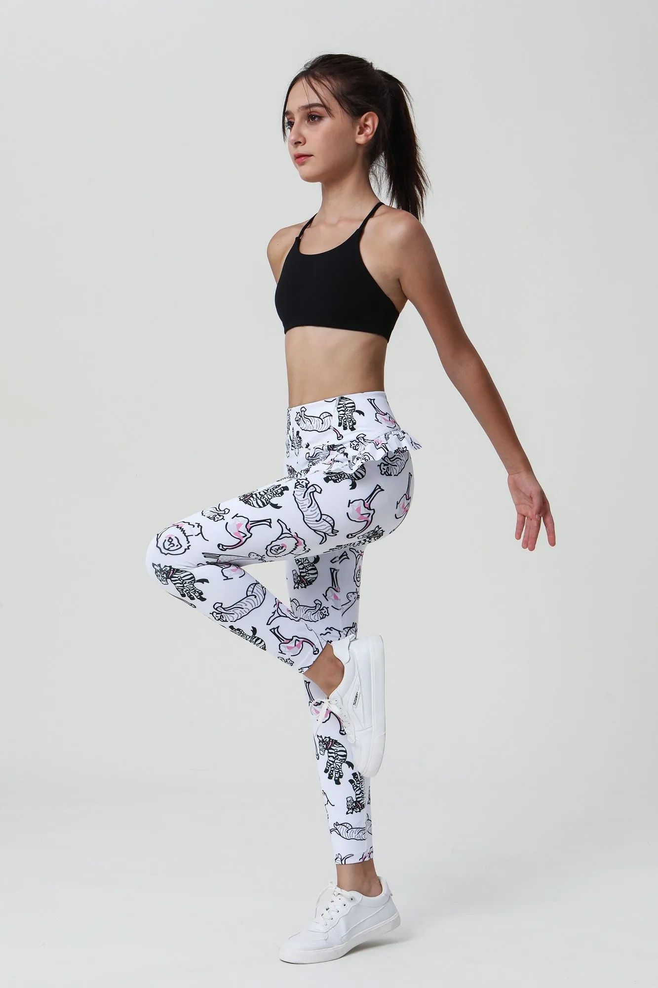 Colorful Prints Scalloped Edge Ballet Leggings