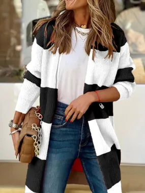 Contrast Open Front Cardigan