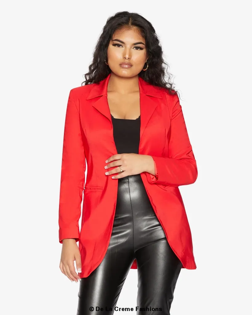 Curved Hem Longline Blazer