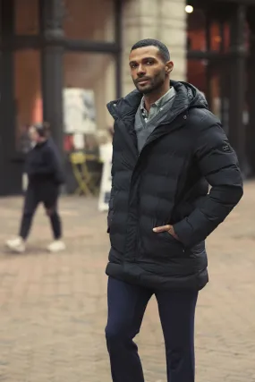 Cutter & Buck Wenatchee Men's Padded Puffer Jacket | Long | Hood | Navy or Black | S-4XL