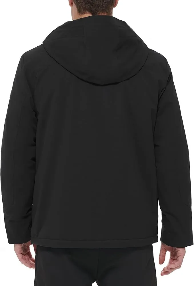 DKNY Men's Flex Tech Hooded Rain Slicker Coat Jacket Black XL