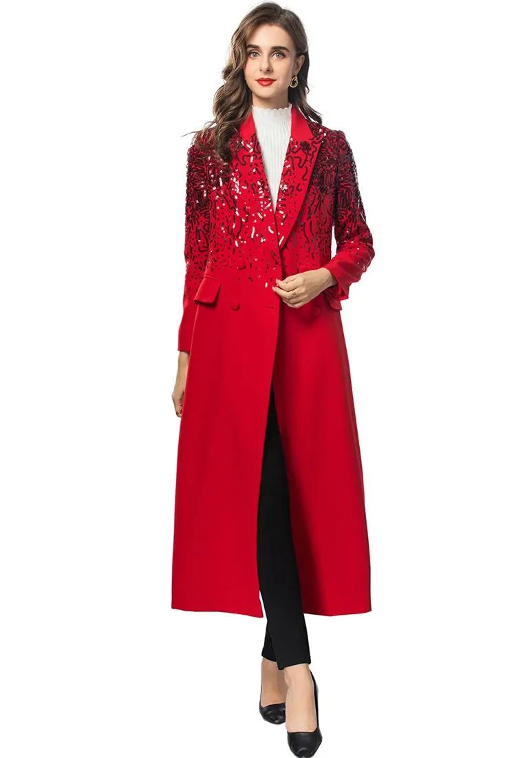 Double-Breasted Sequins Overcoat