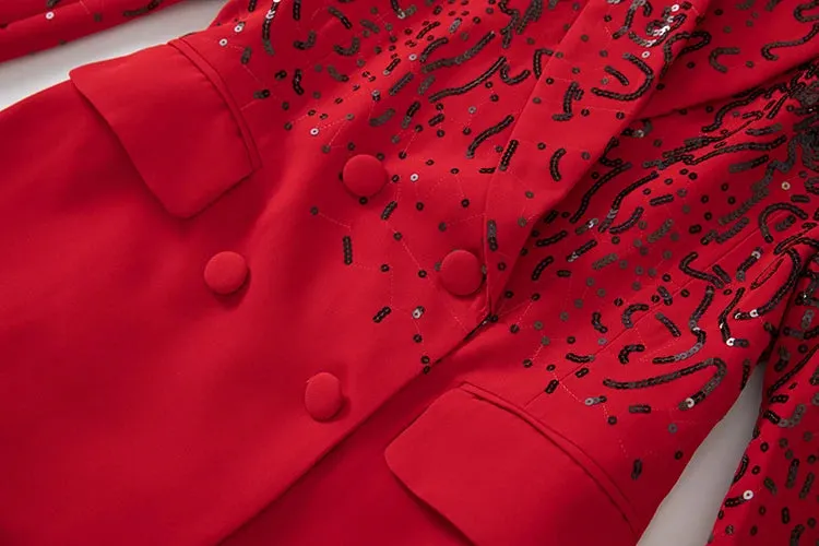 Double-Breasted Sequins Overcoat