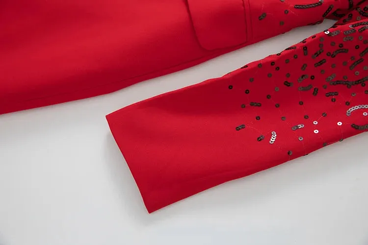 Double-Breasted Sequins Overcoat