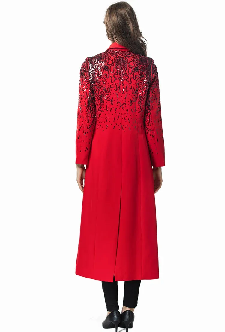 Double-Breasted Sequins Overcoat
