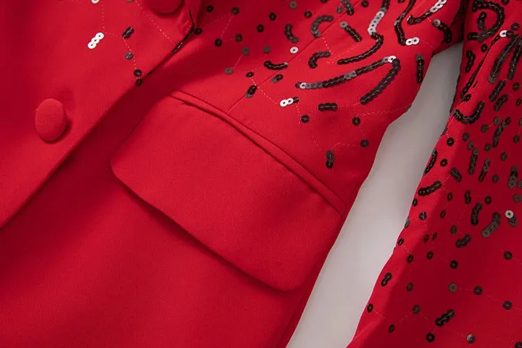 Double-Breasted Sequins Overcoat