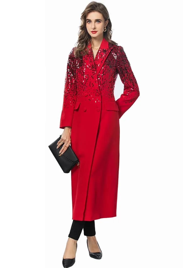 Double-Breasted Sequins Overcoat