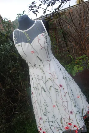 Embroidered Flower Tulle Dress -  Size L