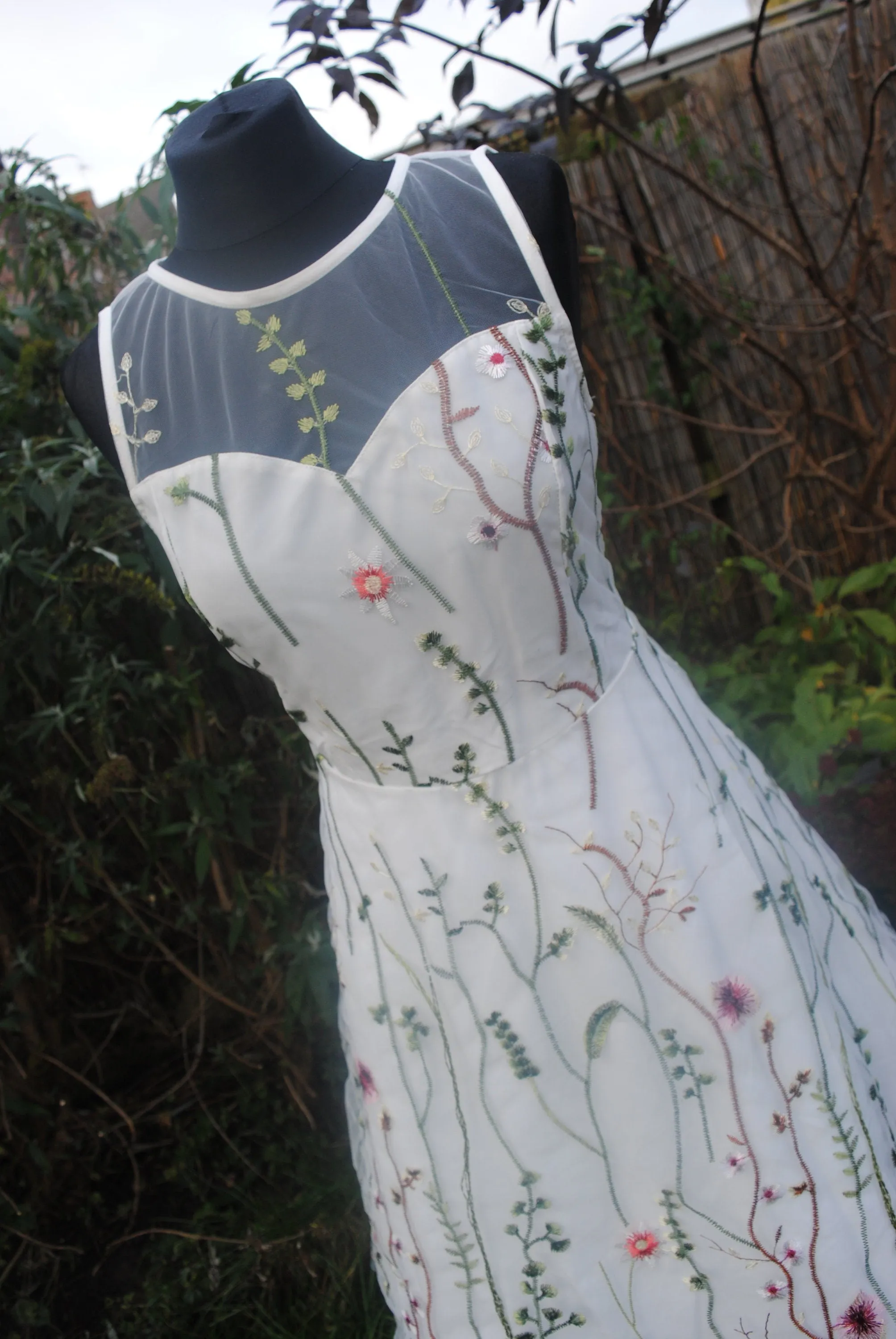 Embroidered Flower Tulle Dress -  Size L