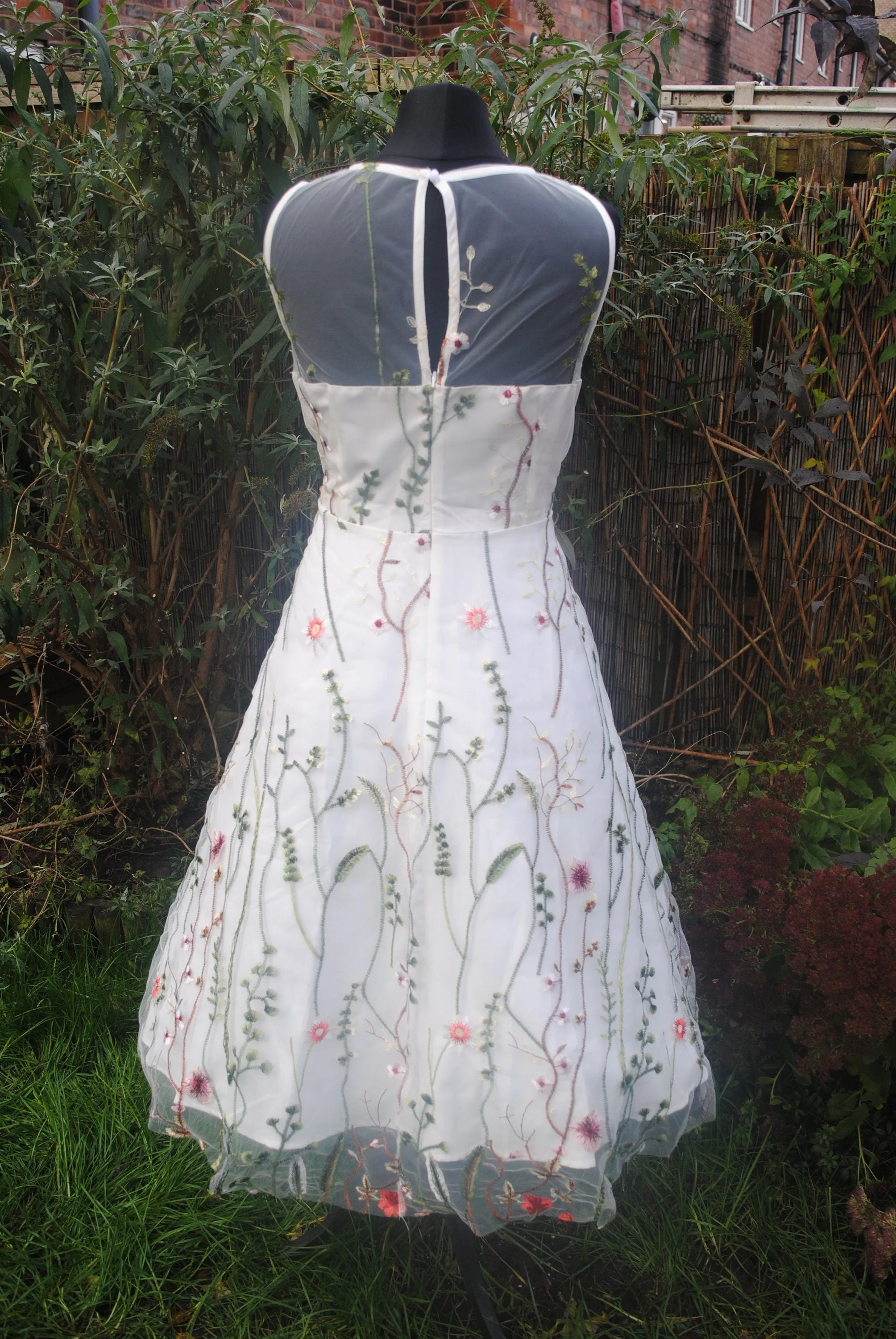 Embroidered Flower Tulle Dress -  Size L