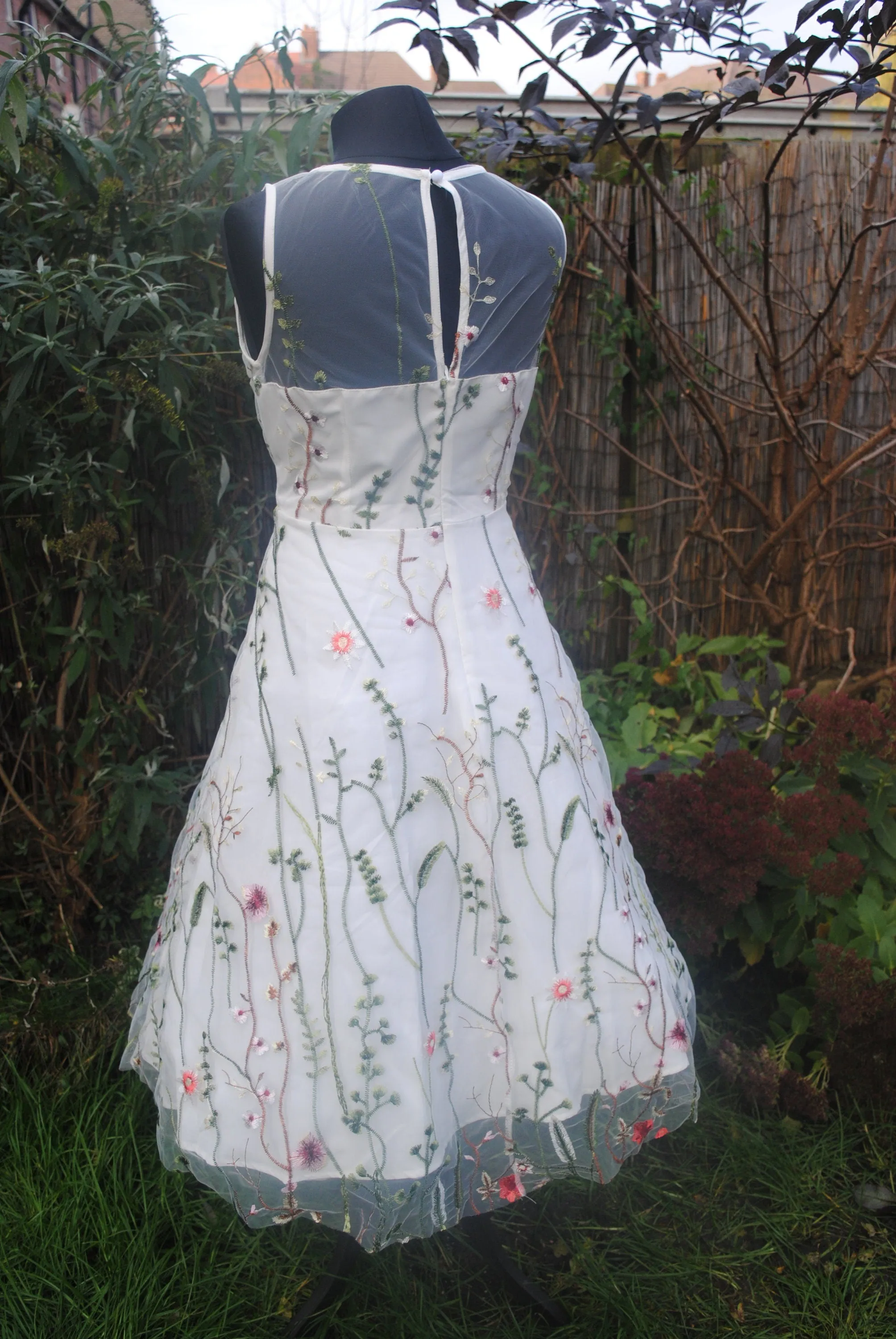 Embroidered Flower Tulle Dress -  Size L