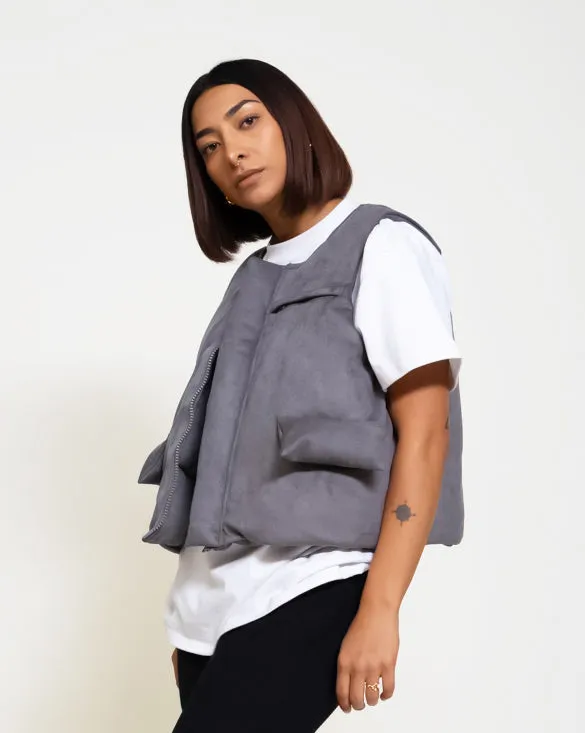 EPTM SUEDE BUBBLE VEST-GREY