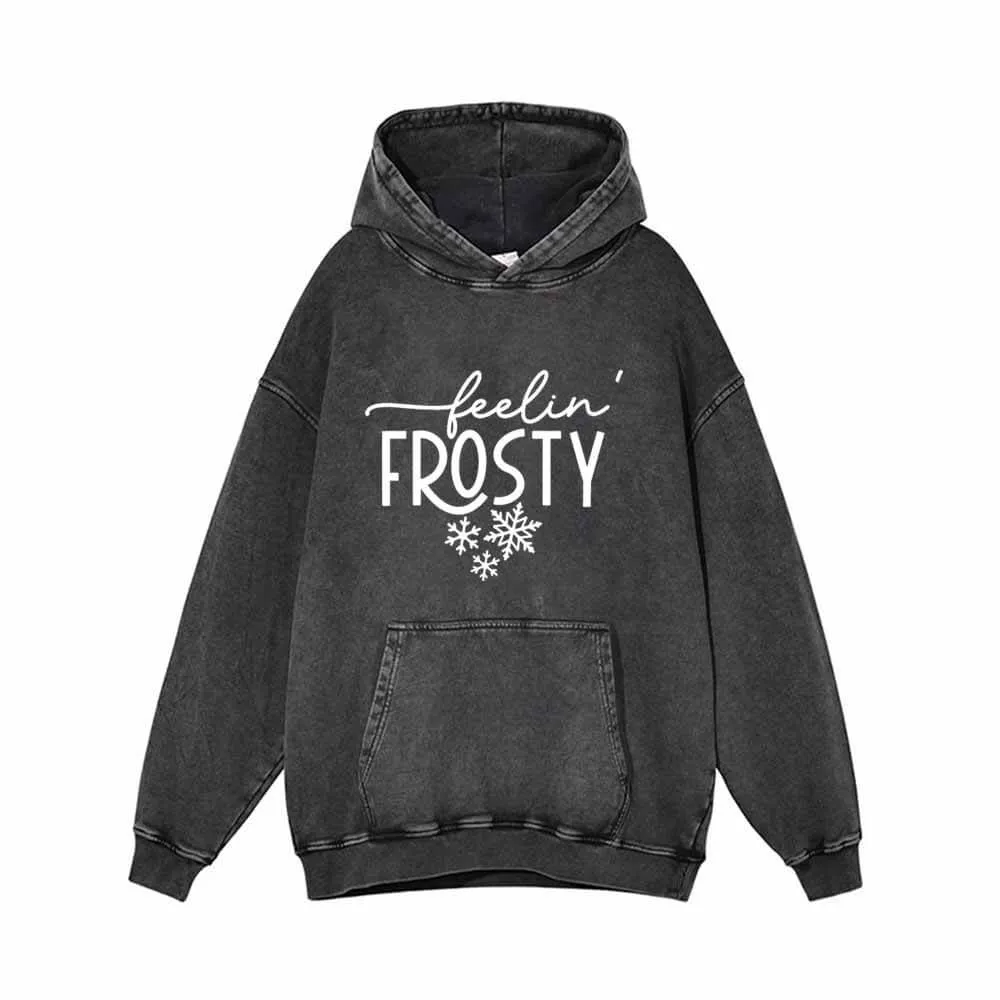 Feelin Frosty Snowflake Vintage Washed Hoodie