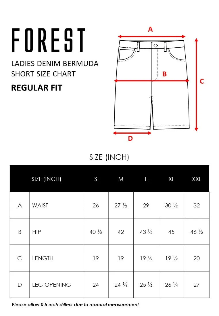 Forest Ladies High Rise Jeans Denim Bermuda Short Pants | Seluar Pendek Jeans Perempuan - 870147