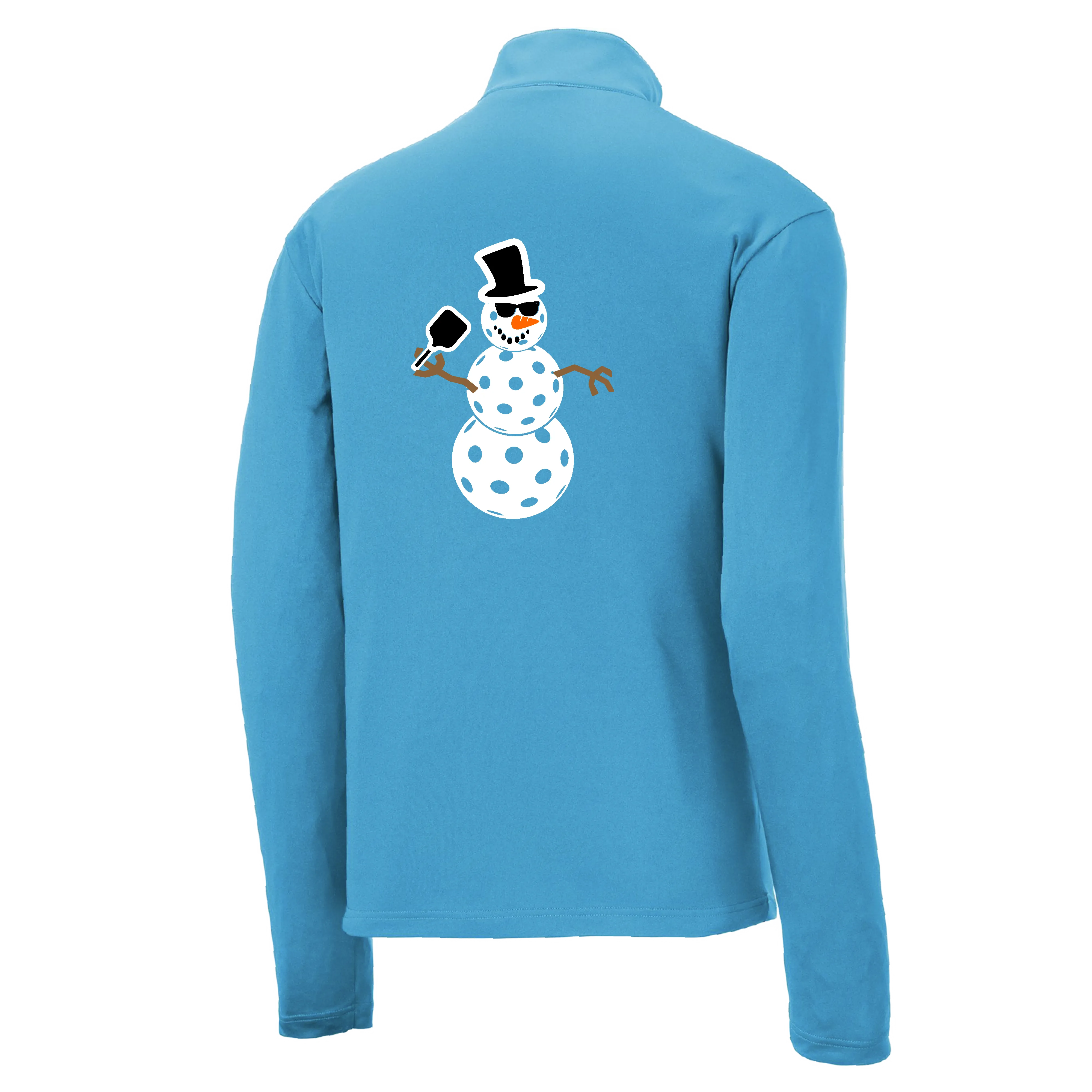 Frosty The Dinking Snowman | Men's 1/4 Zip Long Sleeve Pullover Athletic Shirt | 100% Polyester