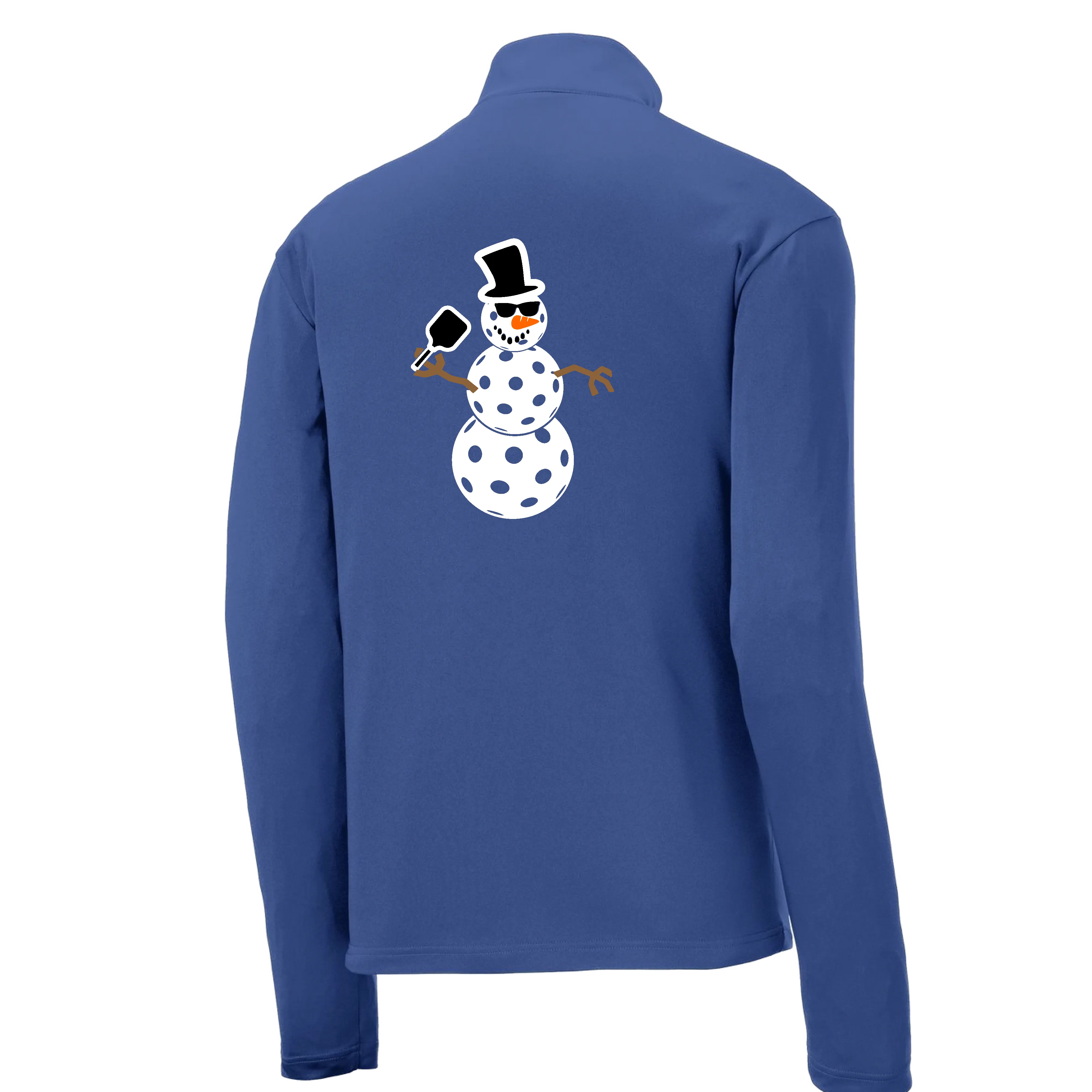 Frosty The Dinking Snowman | Men's 1/4 Zip Long Sleeve Pullover Athletic Shirt | 100% Polyester