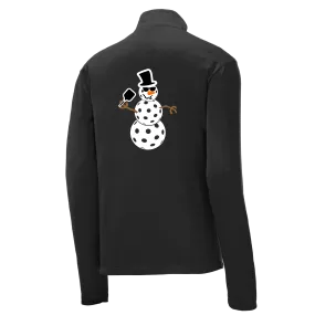 Frosty The Dinking Snowman | Men's 1/4 Zip Long Sleeve Pullover Athletic Shirt | 100% Polyester