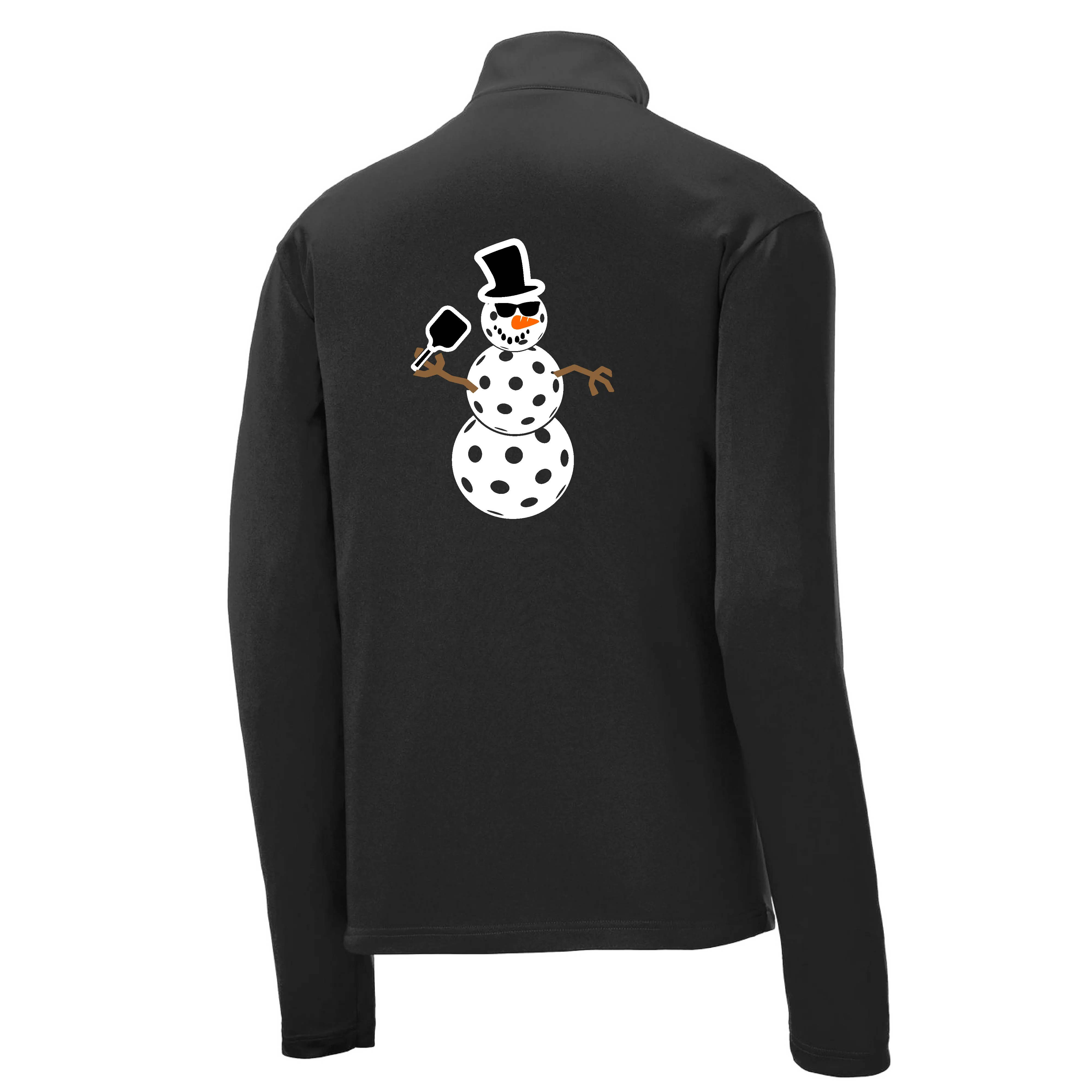 Frosty The Dinking Snowman | Men's 1/4 Zip Long Sleeve Pullover Athletic Shirt | 100% Polyester