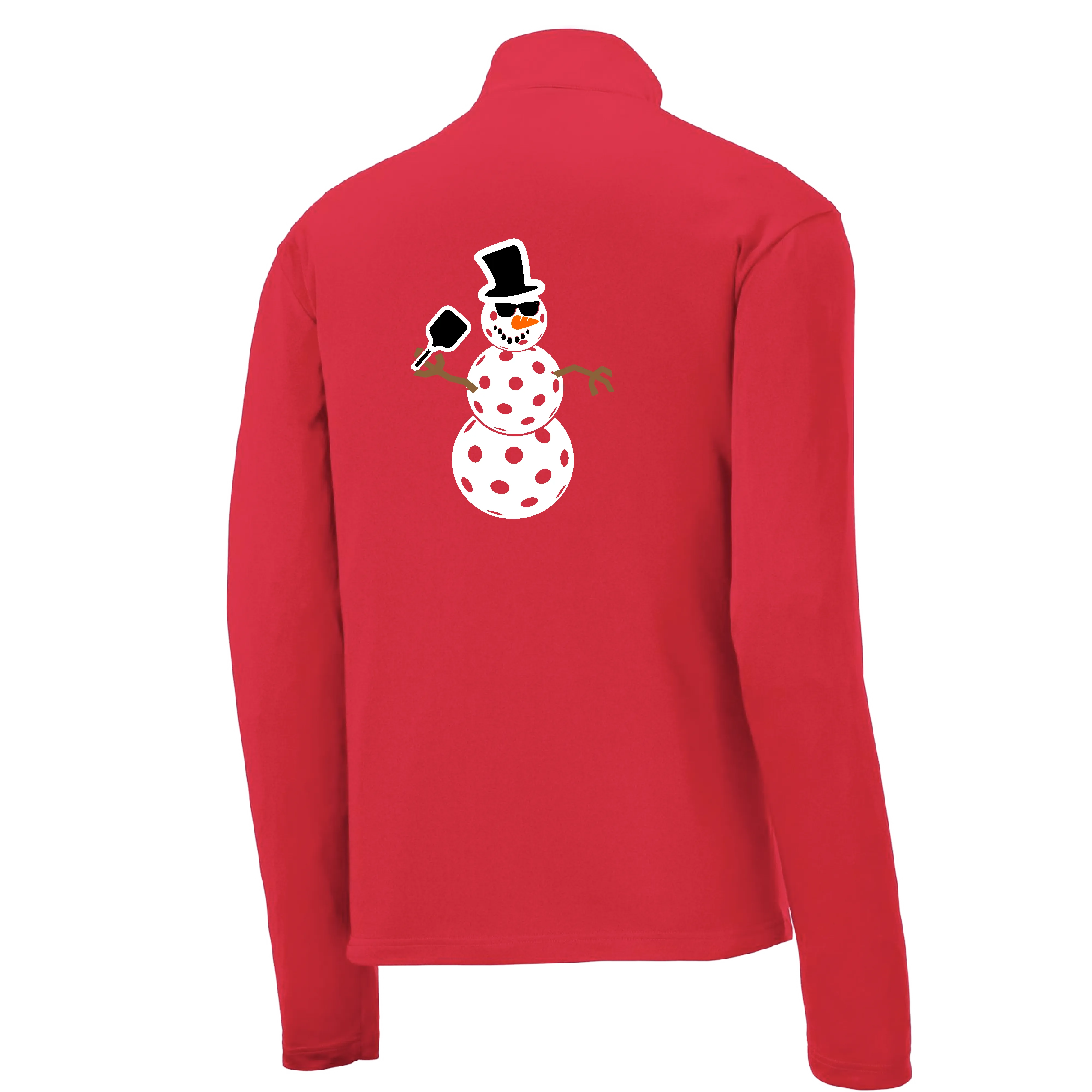 Frosty The Dinking Snowman | Men's 1/4 Zip Long Sleeve Pullover Athletic Shirt | 100% Polyester