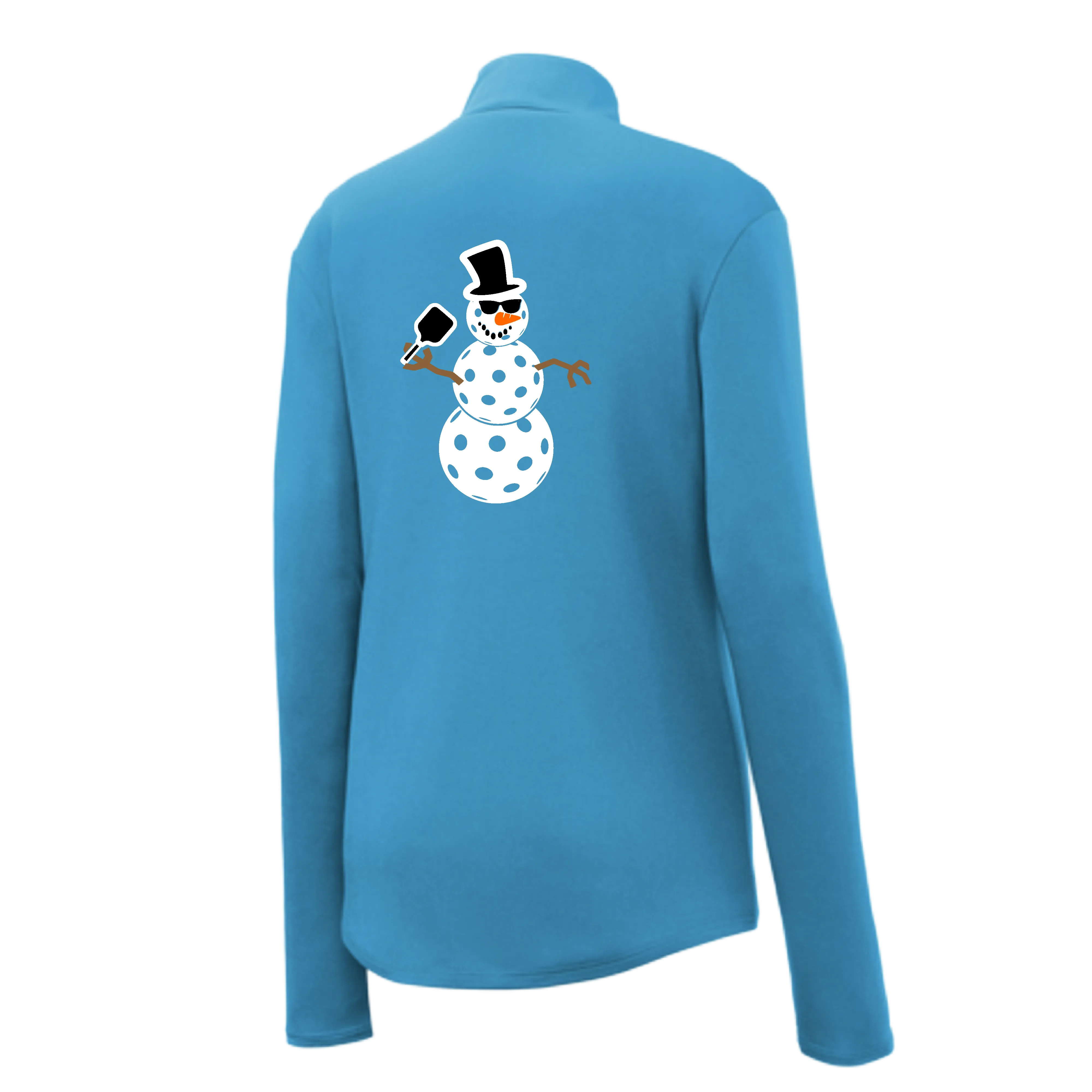 Frosty The Dinking Snowman | Women's 1/4 Zip Pickleball Pullover | 100% Polyester