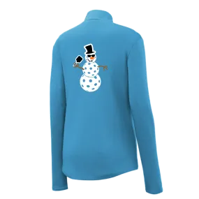 Frosty The Dinking Snowman | Women's 1/4 Zip Pickleball Pullover | 100% Polyester