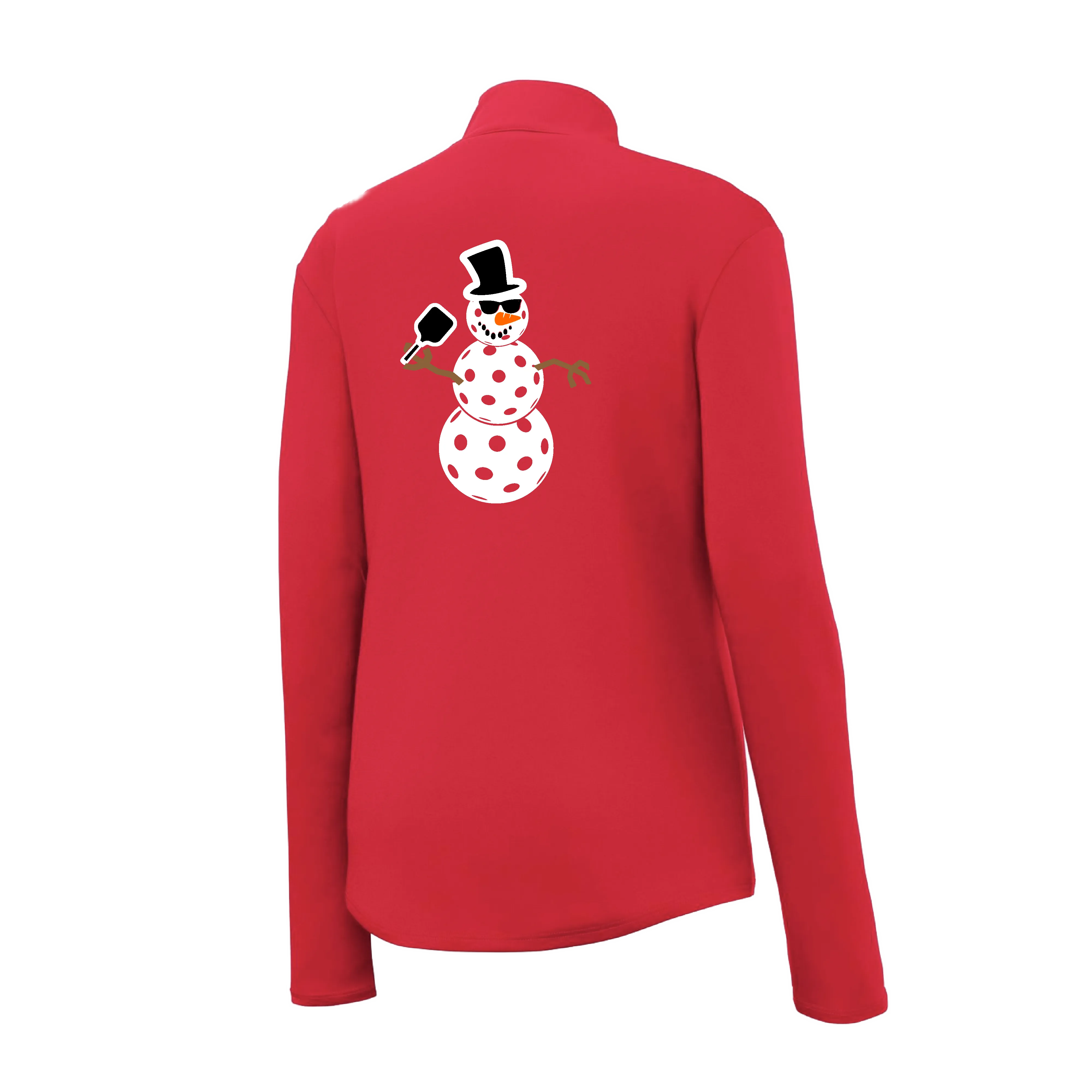 Frosty The Dinking Snowman | Women's 1/4 Zip Pickleball Pullover | 100% Polyester