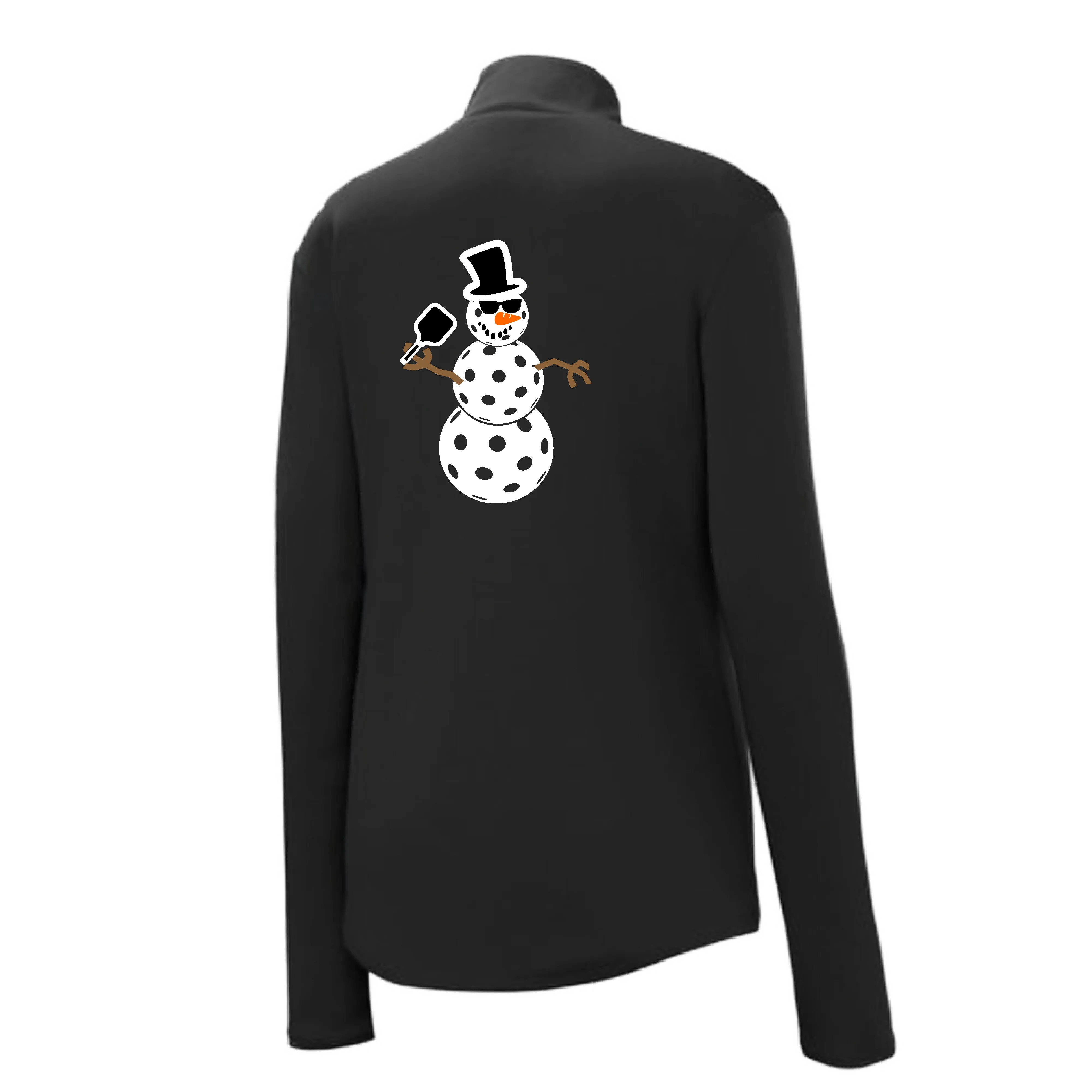 Frosty The Dinking Snowman | Women's 1/4 Zip Pickleball Pullover | 100% Polyester